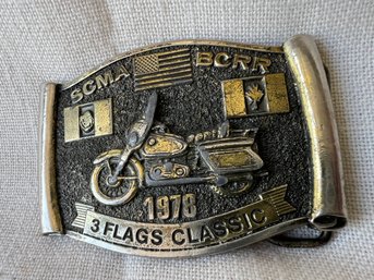 57) Limited Edition SCMA BCRR 1978 3 Flags Classic Motorcycle Belt Buckle 3x2