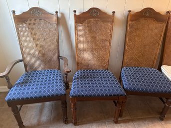 Vintage Dining Chairs Caned Backing 1 Arm Chair And 5 Armless