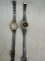 198) Lot Of 2 Women Watches With Band Seiko And Angeles