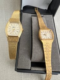 201) Vintage Gold Tone Women Bulova Watch AND ASJ Quartz Watch