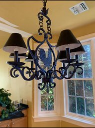 Navy Blue And Black Metal Rooster Light Fixture