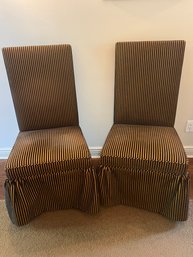 Pair Of Parlor Chairs Black Gold Strips Velour From 1990