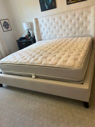 Safavieh King Bed With Mattress And Double Box Spring Button Tufted Headboard