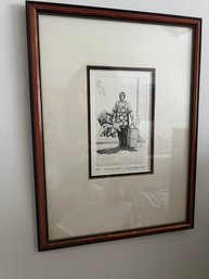 1) Vintage Framed Picture By JOHN JOSEPH GERASIMCHIK  1979 TOY BALLON PEDDLER Etching