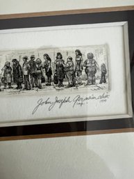 2)  Vintage Framed By John Joseph Gerasimchik BUS LINE Etching 1979