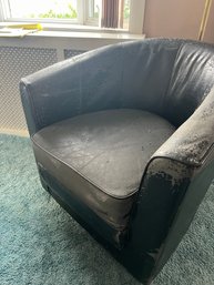 Swivel Leather Club Chair ( Needs Reupholstered )