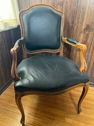 Black Leather Side Nail Head Trim Accent Chair