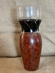 (#12) Vtg Kosta Boda Tonga Art Glass Carafe Wine / Martini Pitcher By Signed By Monica Backstrom Hand Painted