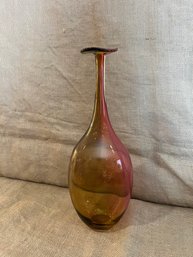 (#14) Kosta Boda By Kjell Engman Translucent Two Tone Art Vase Single Stem Decorative Glass Bottle 14.5'H