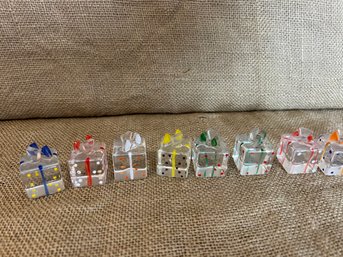 (#78) Glass Crystal Legends By Godinger 8 Place Card Holders