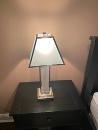 Table Lamp Chrome And White Glass 3 Way Lights Up ( Base And Shade)