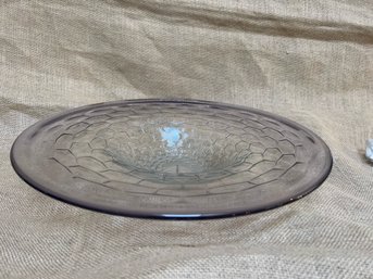 (#94) Block Glass Large Serving Decorative Bowl 17'