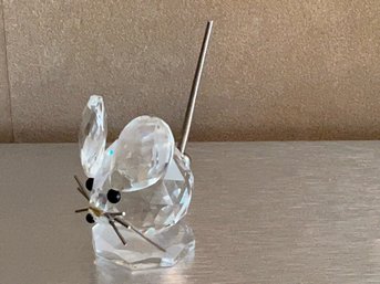 (#105) Swarovski Crystal Mini Mouse Figurine Metal Tail And Whiskers 2.5'H