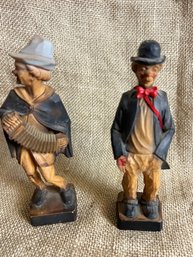 126) W. Germany Set Of 2 Wood Carved Men Made In W. Germany
