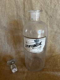 54) Antique Large Apothecary Pharmacy Bottle 13'H With Label SP.Myaciae