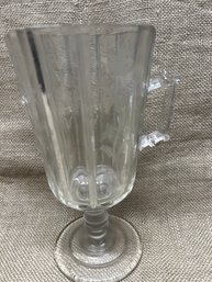 102) Vintage Cut Glass Pedestal Cup With Handle