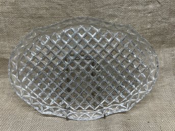 154) Crystal Glass Checker Pattern Serving Plate 12'