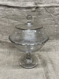 158) Glass Covered Compote Pedestal Bowl