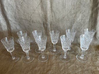 180) Set Of 10 CORDIAL 5' Waterford Crystal Alana Hand Blown Cut 5' CORDIAL Glasses