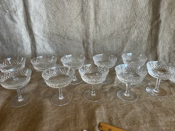 181) Set Of 10 CHAMPAGNE SHERBET 4' Waterford Crystal Alana Hand Blown Cut Glasses