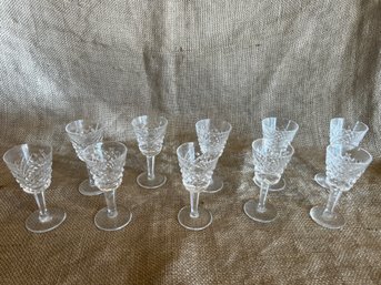 182) Set Of 10 CORDIAL 3.5 Waterford Crystal Alana Hand Blown Cut Glasses 3.5x1.5