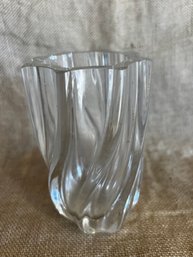 186) Vintage Kosta Boda Signed Ehrner Twisted Blown Art Glass Crystal Vase Approx 4'H