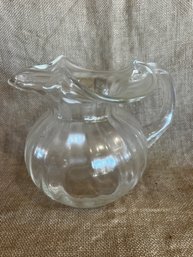 193) Poland Ribbed Clear Glass Water Juice Pitcher 6.5x7