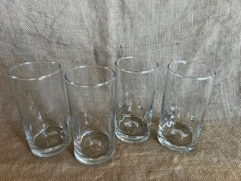 195) Set Of 4 Drinking Tumbler Glasses Impressions Bottom Indentations To Hold 6'H