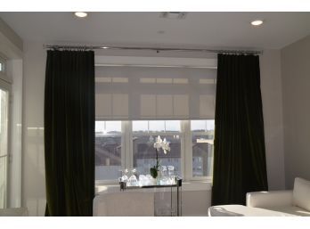 Custom Emerald Green Velour Drapes Two Panels 66x103 Without Rod