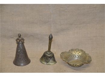 113) Brass Trinket Bell (2) And Bowl