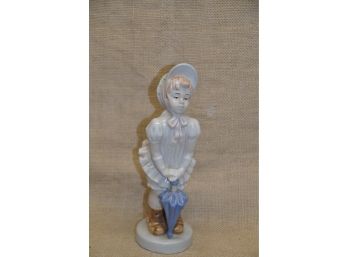 138) Vintage Morrison Porcelain Girl Figurine With Umbrella 9.5'