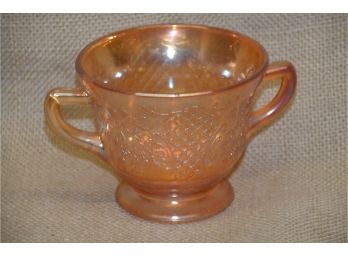 144) Vintage Marigold Carnival Luster 2 Handle Sugar Bowl