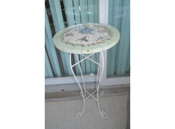 Metal Base Terra Cotta Side Accent Table