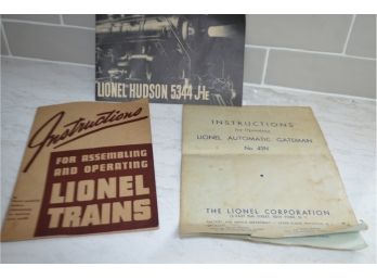 (#85) Vintage Lionel Booklets (3) Hudson 5344-JIE And Instruction For Assembling And Operation