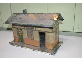 (#111) Vintage Tin Railroad Train Station Ticket Office 11x6x8