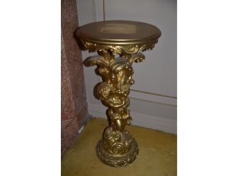 (#31) Gold Gilt Wood Column Pedestal Plant Statue Stand