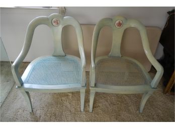 Wood Accent Side Chairs With Caned Seats