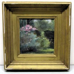Early 20th C. Oil On Canvas Of A Floral Landscape