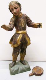 Antique Carved And Painted Wood Santos Figure As Found