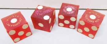 Four Vintage Dice From The Riviera Casin Las Vegas