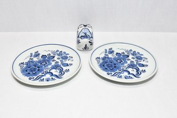 Lot Of Delft (2 Delft Plates & Delft Shoe)