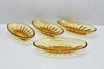 Set Of 4 Amber Bowls