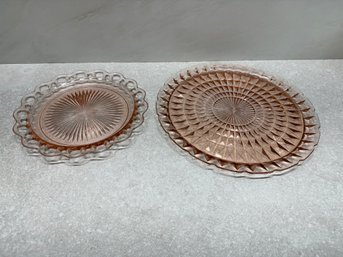 2 Pink Serving Plates