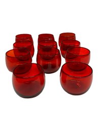 Set Of 11 Red Ruby Cups