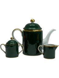 Fitz And Floyd Renaissance Teapot, Sugar, And Creamer