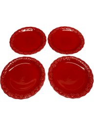 Set Of 4 Pioneer Woman Red Plates