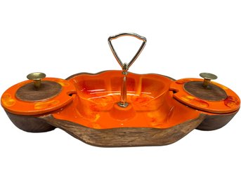 Vintage Relish Dish - Flame Orange