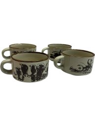 Set Of 4 'Down On The Farm' Mugs