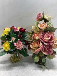 Set Of 2 Artificial Flowers In Vases