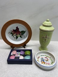 Tot Trainer Bowl, Storage Macarons, Covered Jar, And Decorative Bowl